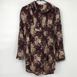 3/$25 Prior Semi Sheer Partial Button Down Tunic Size L